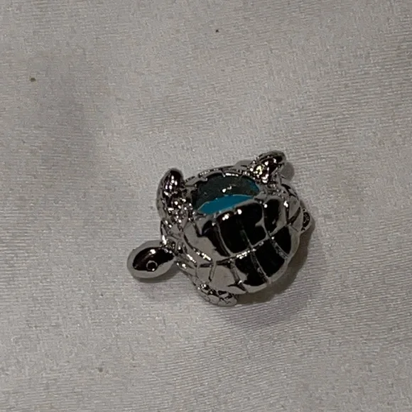 Sterling Silver Turtle Charm with Blue Gemstone - Picture 9 of 11